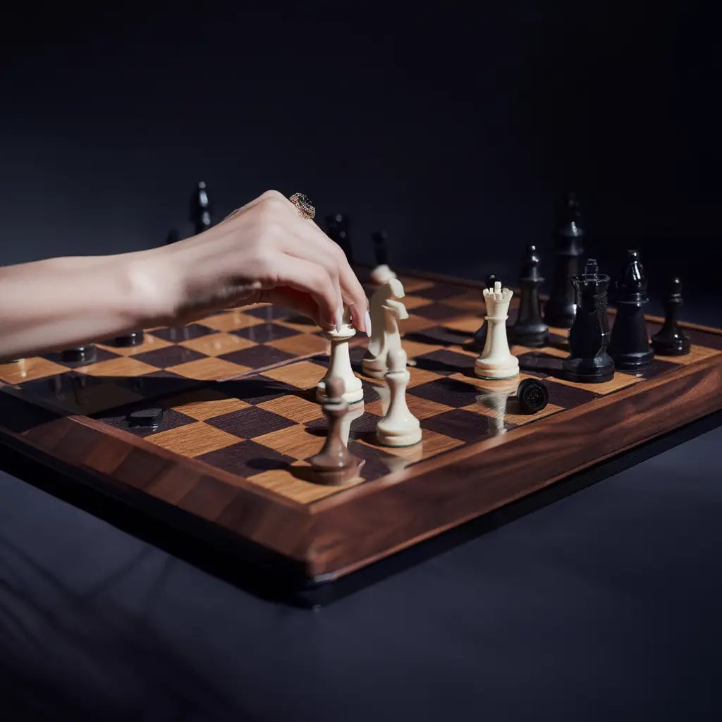 Ensemble d'Échecs en Bois Wengé et Sycomore avec Pièces en Buis – Jeu d'Échec Traditionnel 2