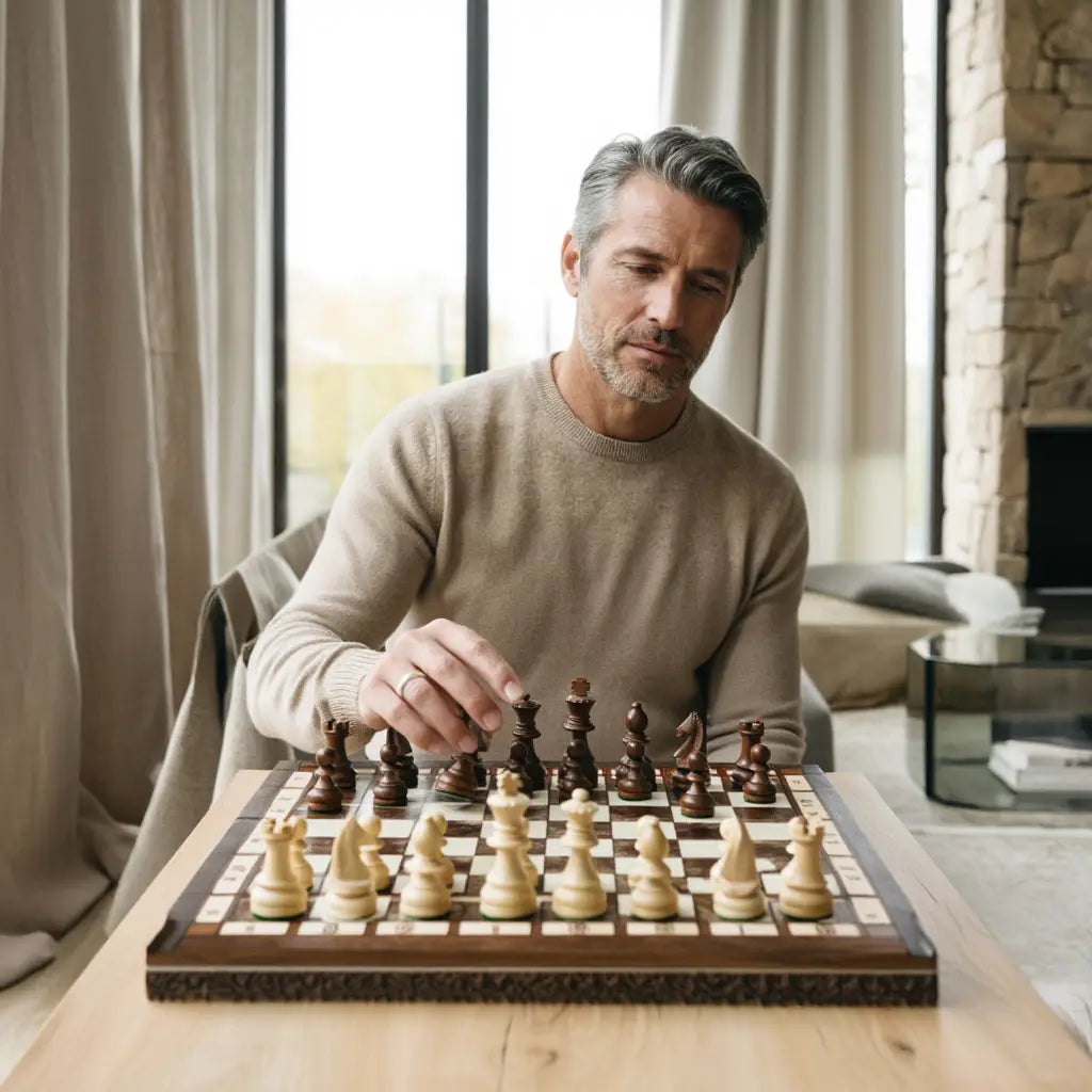 Échiquier en Bois de Charme | Ensemble d'Échecs Sculpté avec Compartiment de Rangement 6
