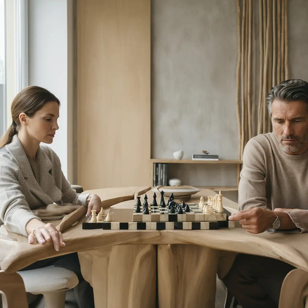 Coffre d'Échecs en Bois Laqué avec Tiroir – 35 x 35 cm, Pièces Modernes en Buis 3