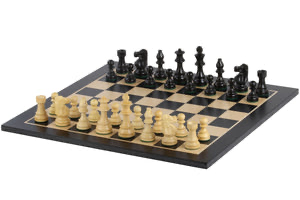 Echiquier en Bois | Jeu d'Echecs avec Pieces Sculptées en Ébène | Pour Parties Stratégiques