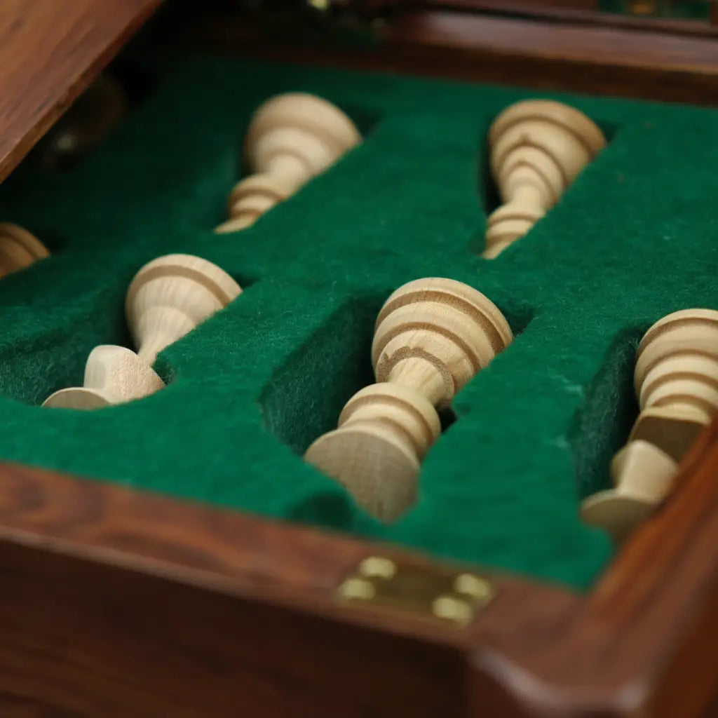 Coffret de Jeu d'Échecs Magnétique en Bois de Sheesham avec Rangement Pratique 5