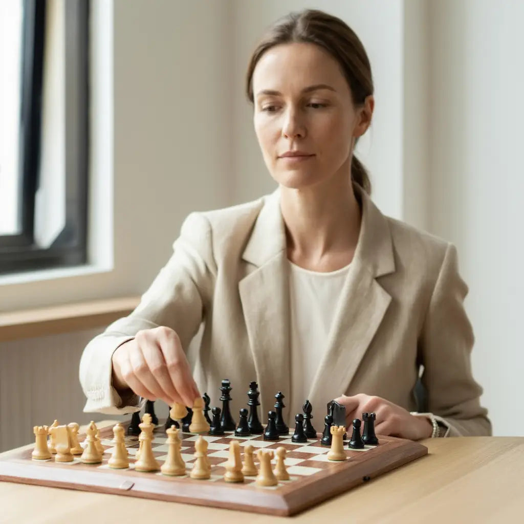 Echiquier en Bois de Buis et Ébène | Jeu d'Échec Élégant avec Plateau Inclus pour Passionnés de Stratégie 6