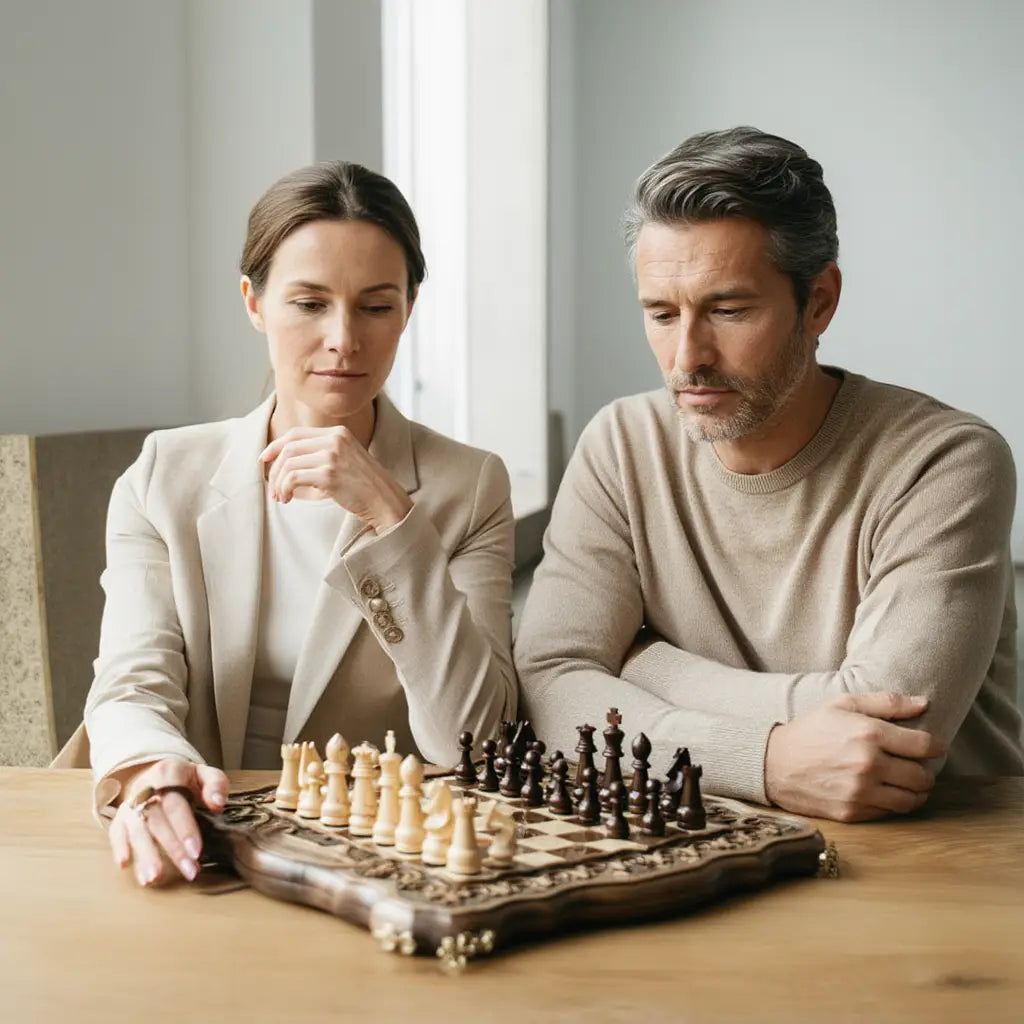 Échiquier de Luxe en Bois avec Design Artistique et Multifonction pour Parties de Jeu Élégantes 6