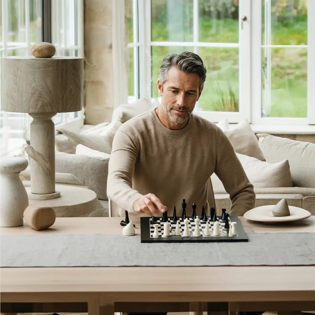 Ensemble d'Échecs en Ébène et Buis avec Finition Mate | Plateau Spacieux pour Parties Stratégiques 6