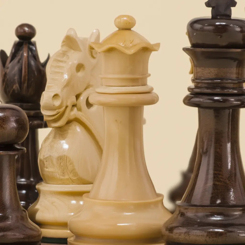 Jeu d'Échecs en Bois d'Acajou | Pièces Sculptées à la Main pour Passionnés 4