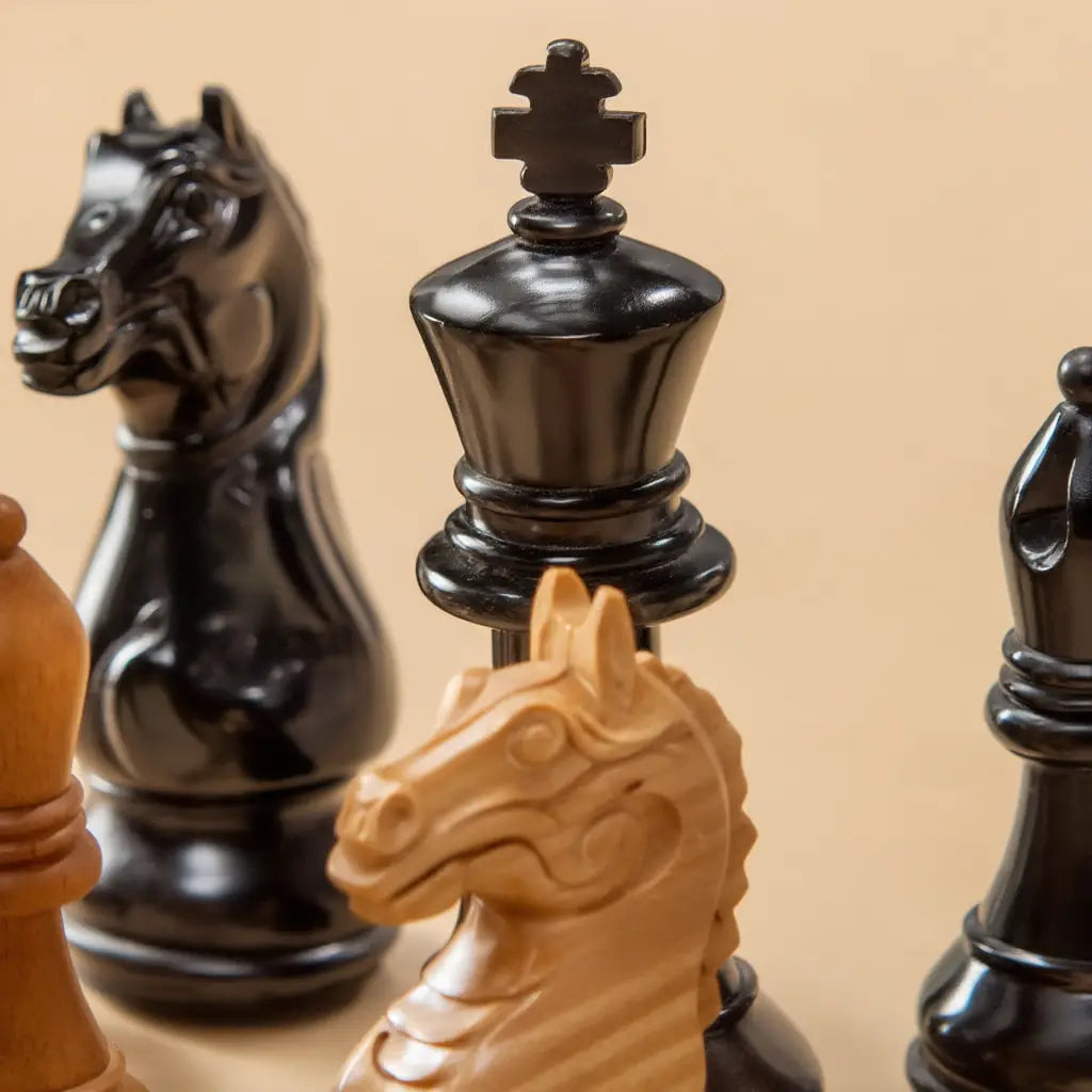 Échiquier en Bois | Jeu d'Échecs avec Pièces Sculptées en Ébène et Buis | Design Élégant pour Passionnés 4