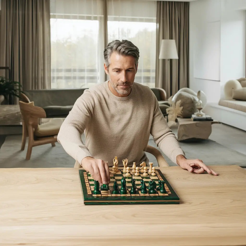 Échiquier de Luxe en Bois d'Acacia avec Pièces Lestées | Design Élégant pour un Jeu Précis 3