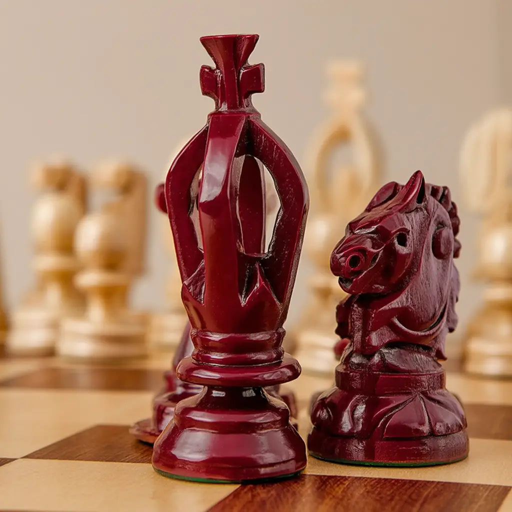 Jeu d'Échecs en Bois d'Acacia et Buis avec Finition Mate | Élégance et Durabilité pour Passionnés 4