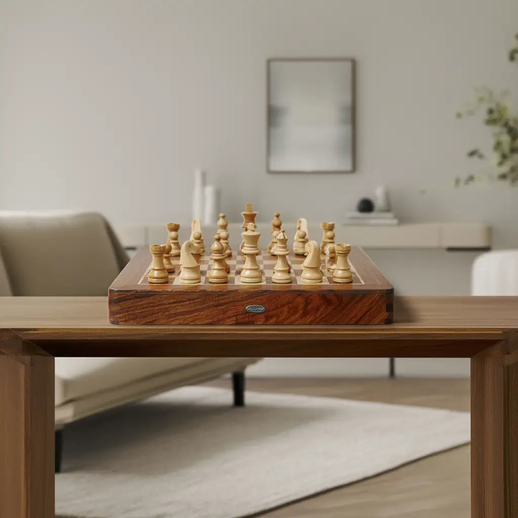 Coffret d'Échecs Pliant en Palissandre et Érable avec Magnétisme – 30 cm x 30 cm 5