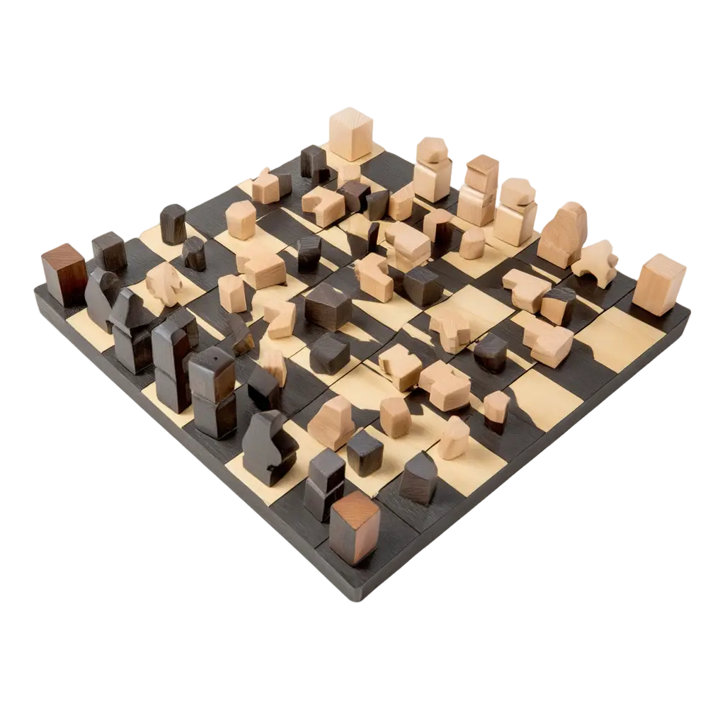Jeu d'Échecs en Bois Minimaliste 36 x 36 cm - Échiquier Bauhaus en Érable 1