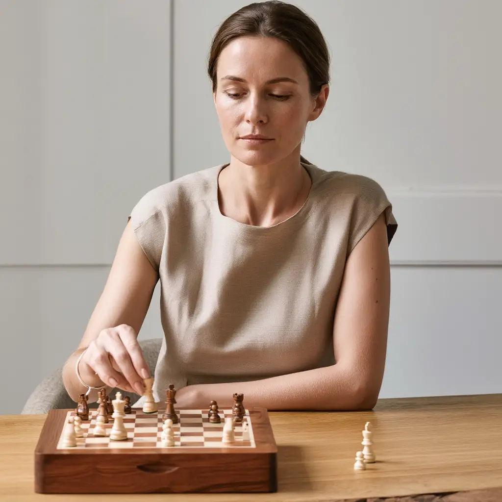 Coffret de Jeu d'Échecs Magnétique en Bois de Sheesham avec Rangement Pratique 4