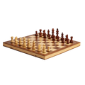 Jeu d'Échecs en Bois Pliant avec Pièces Magnétiques – Échiquier en Noyer et Érable 38 cm 1