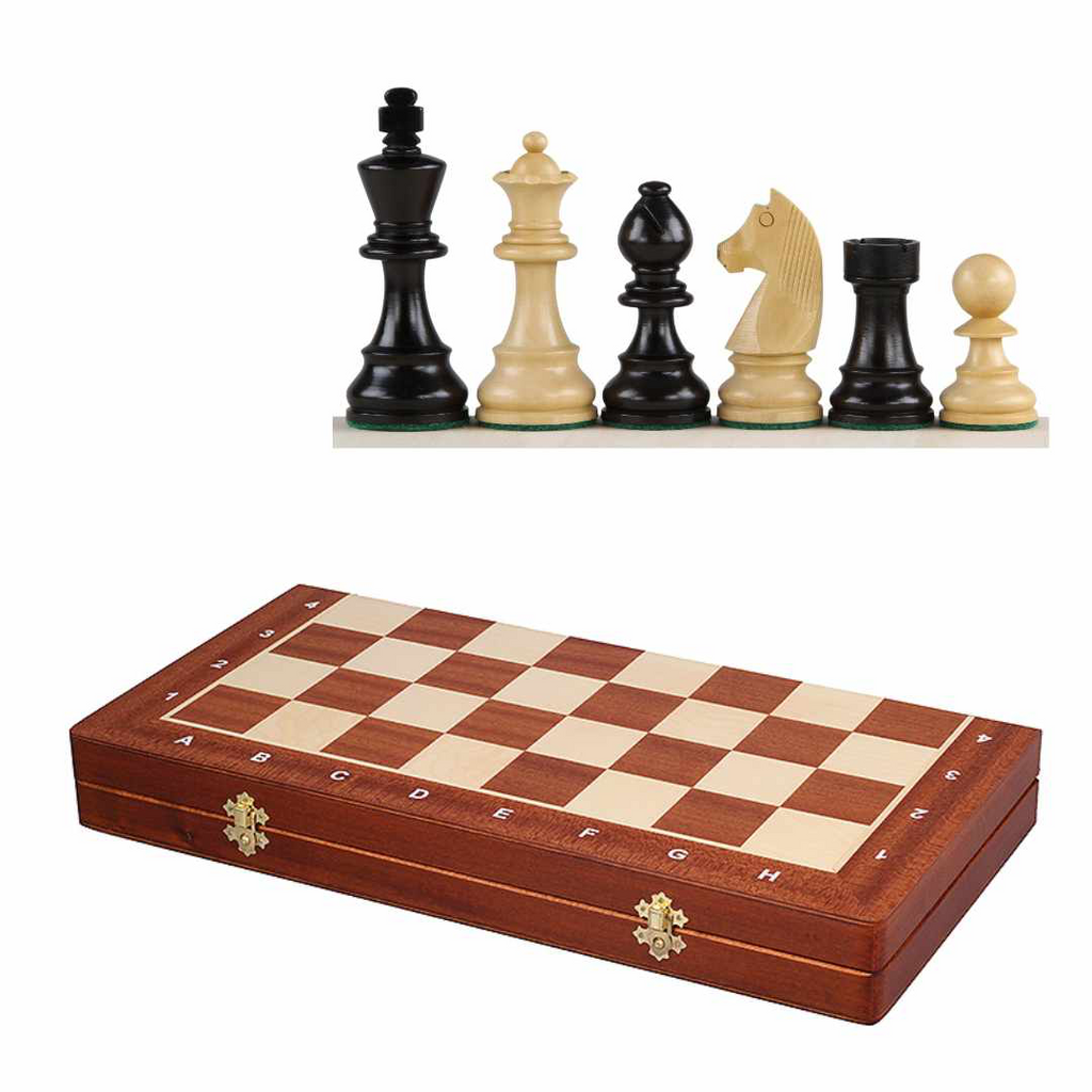 Jeu d'Échecs en Bois d'Acacia | Échiquier avec Finition Mate | Élégance pour Passionnés
