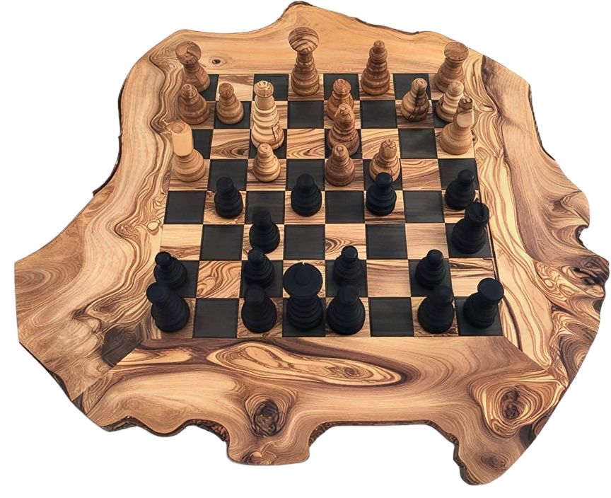 Jeu de Dames en Bois d'Olivier | Élégance Artisanale pour Moments Conviviaux 1