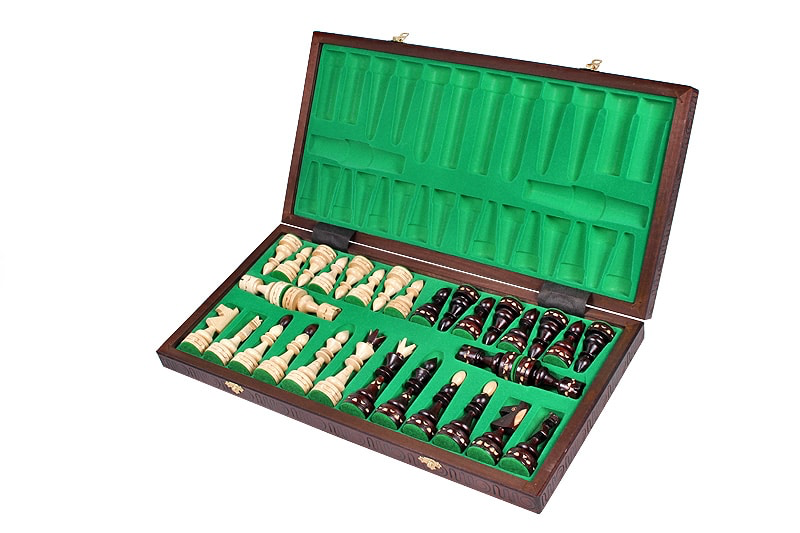 Jeu d'Échecs en Bois de Hêtre et Bouleau avec Échiquier Pliable Praticité pour Passionnés
