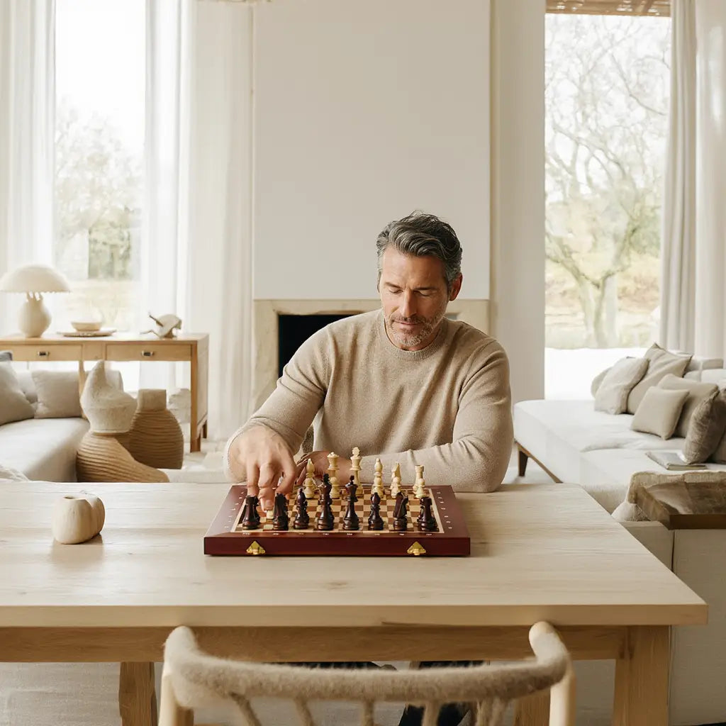 Jeu d'Échecs en Bois d'Acacia | Échiquier Fait Main avec Finition Mate | Élégance pour Passionnés 3