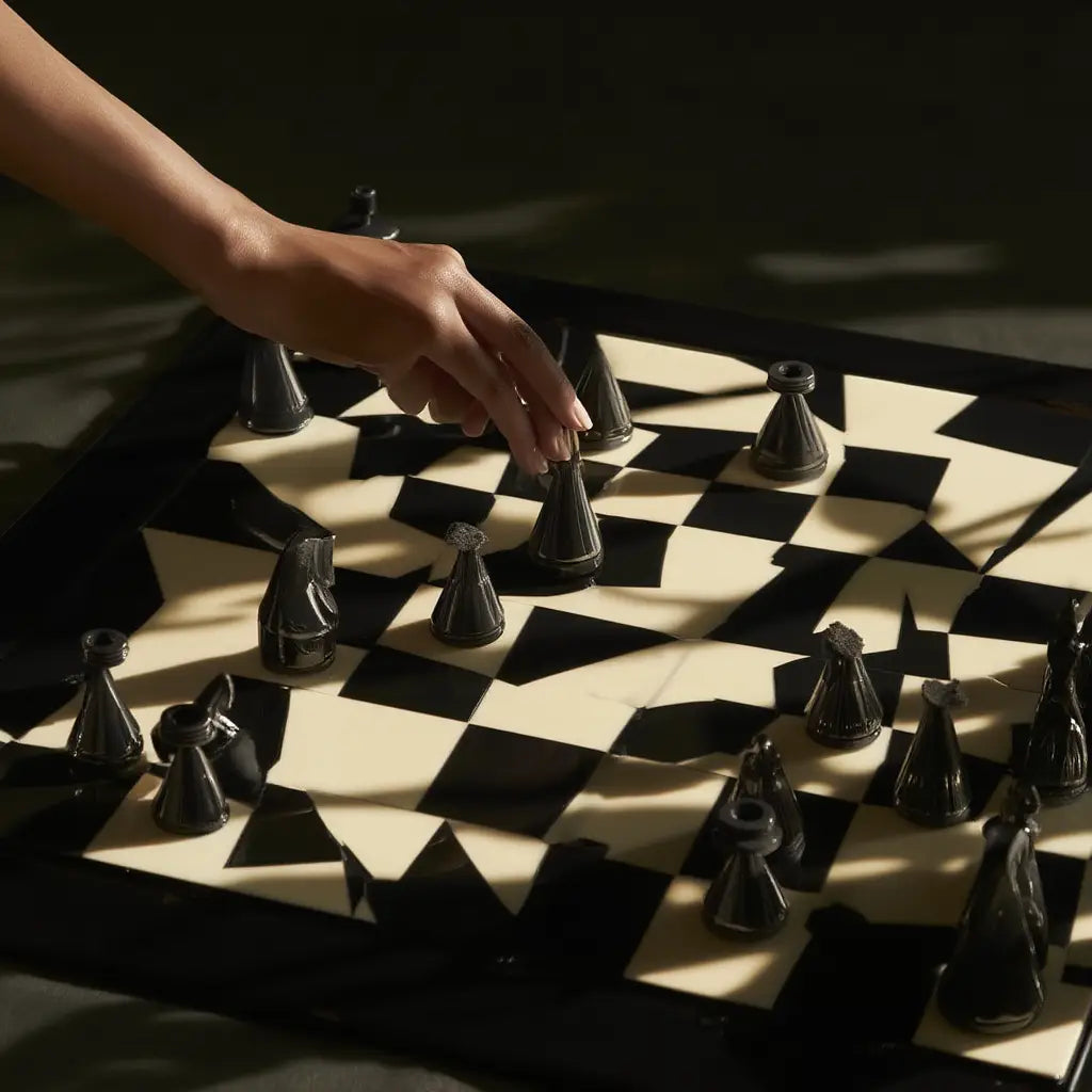 Coffre d'Échecs en Bois Laqué avec Tiroir – 35 x 35 cm, Pièces Modernes en Buis 2