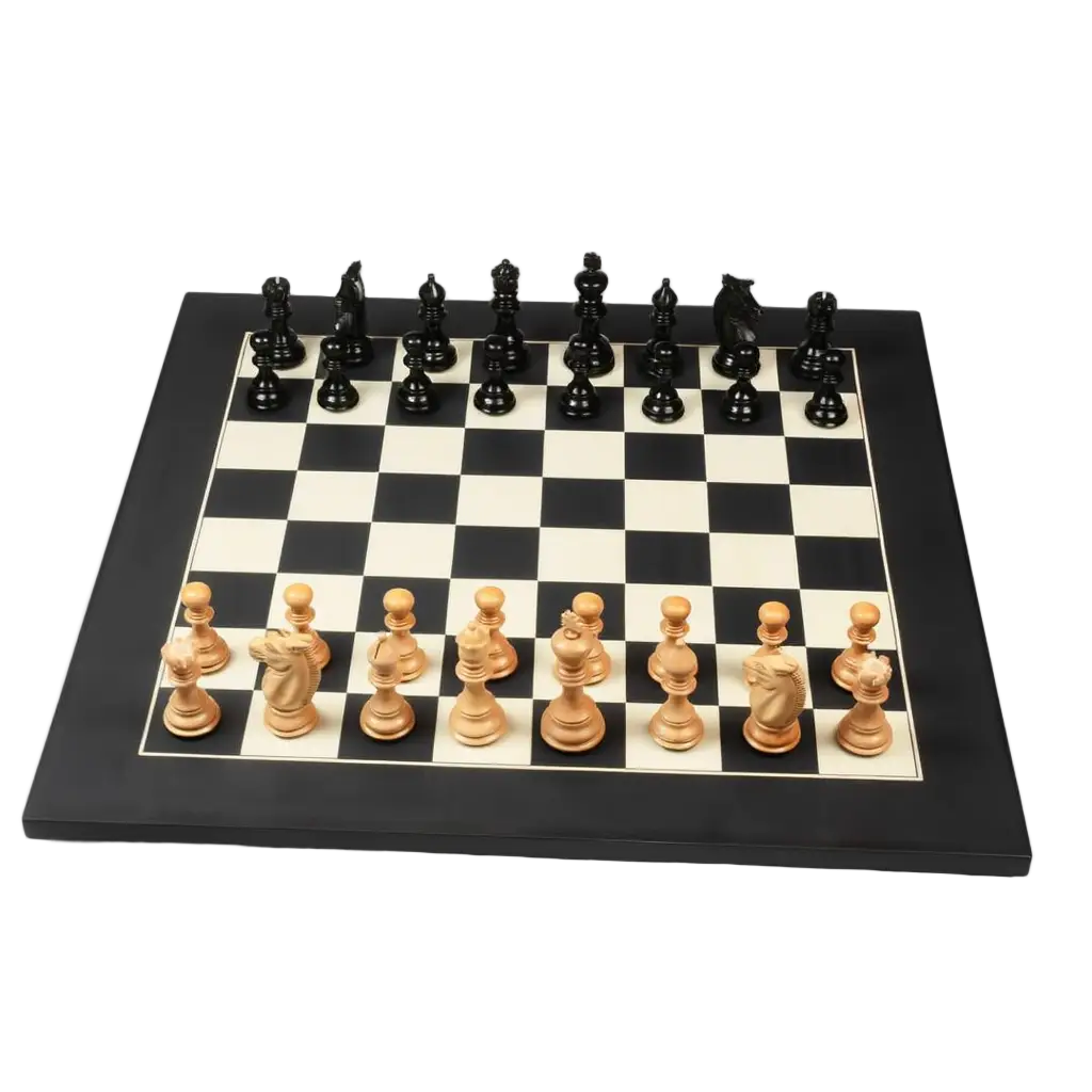 Échiquier en Bois avec Pièces Sculptées en Ébène et Buis | Design Élégant pour Passionnés 1
