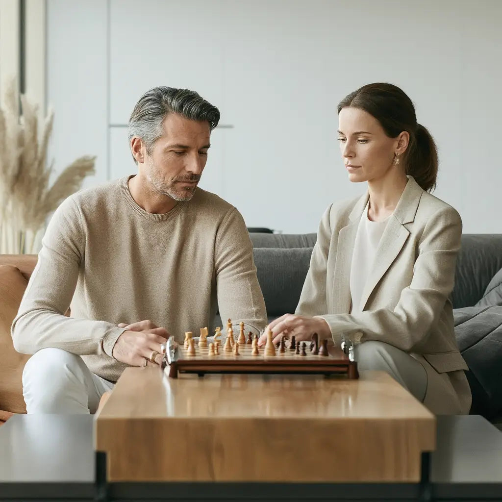 Jeu d'Échecs en Bois Pliant avec Pièces Magnétiques – Échiquier en Noyer et Érable 38 cm 3