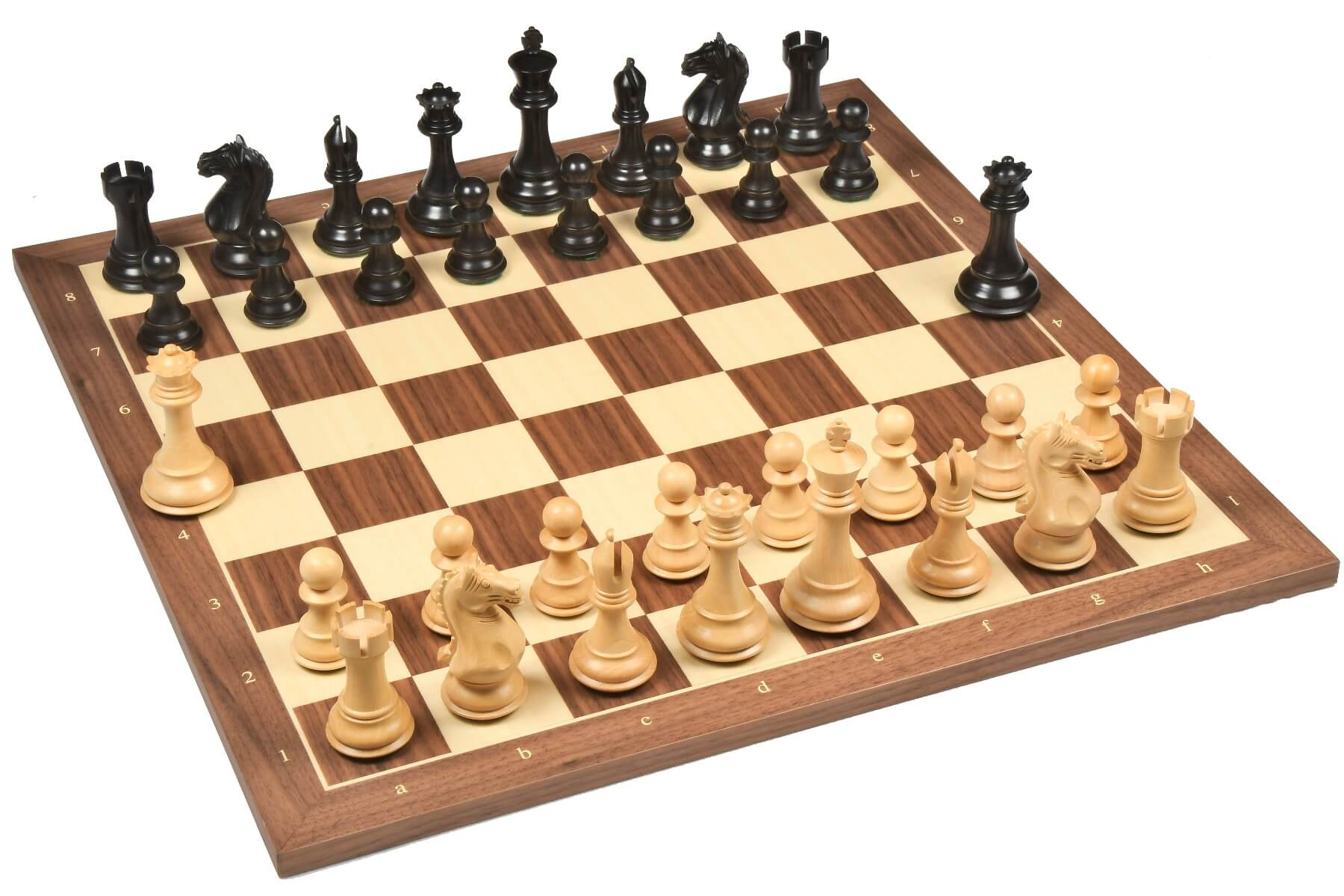 Échiquier en Bois | Jeu d'Échecs avec Pièces Sculptées en Ébène et Buis