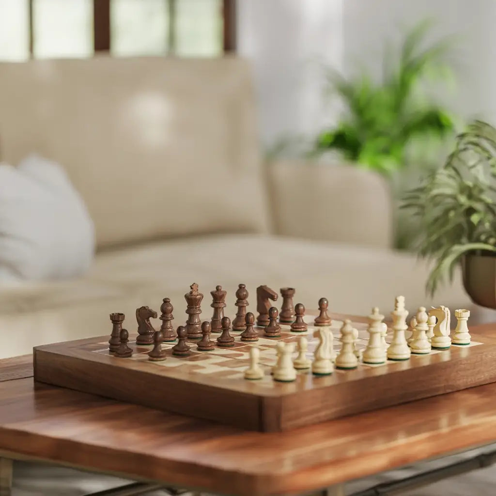Échiquier en Bois Palissandre avec Coffre Laqué et Pièces Staunton – Jeu d'Échecs Élégant 2