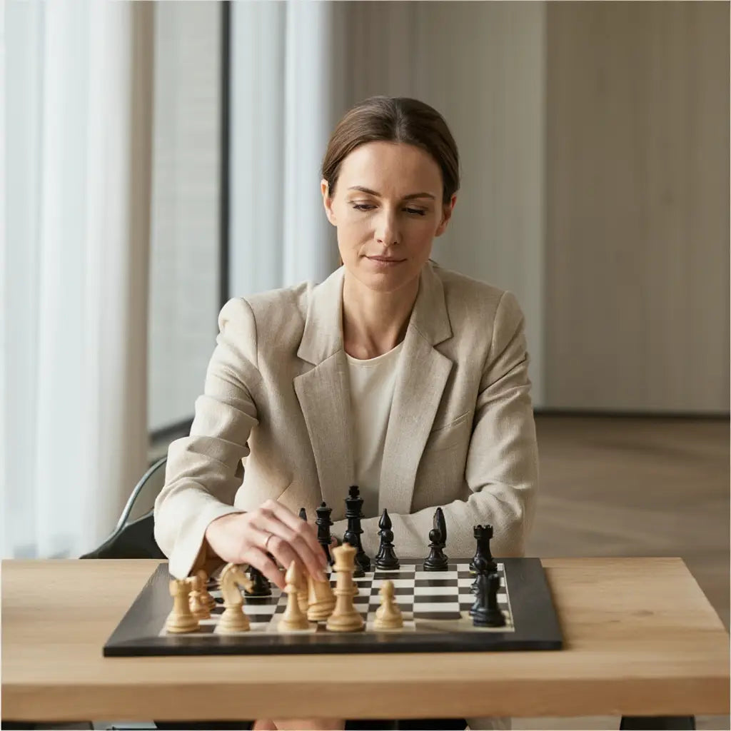 Echiquier en Bois | Jeu d'Echecs avec Pieces Sculptées en Ébène | Design Élégant pour Parties Stratégiques 3