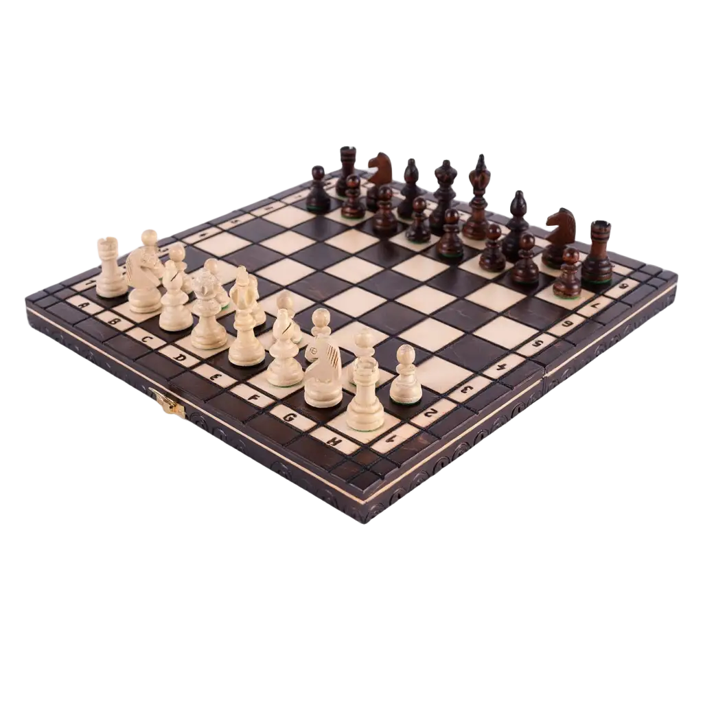 Échiquier en Bois de Charme | Ensemble d'Échecs Sculpté avec Compartiment de Rangement 1