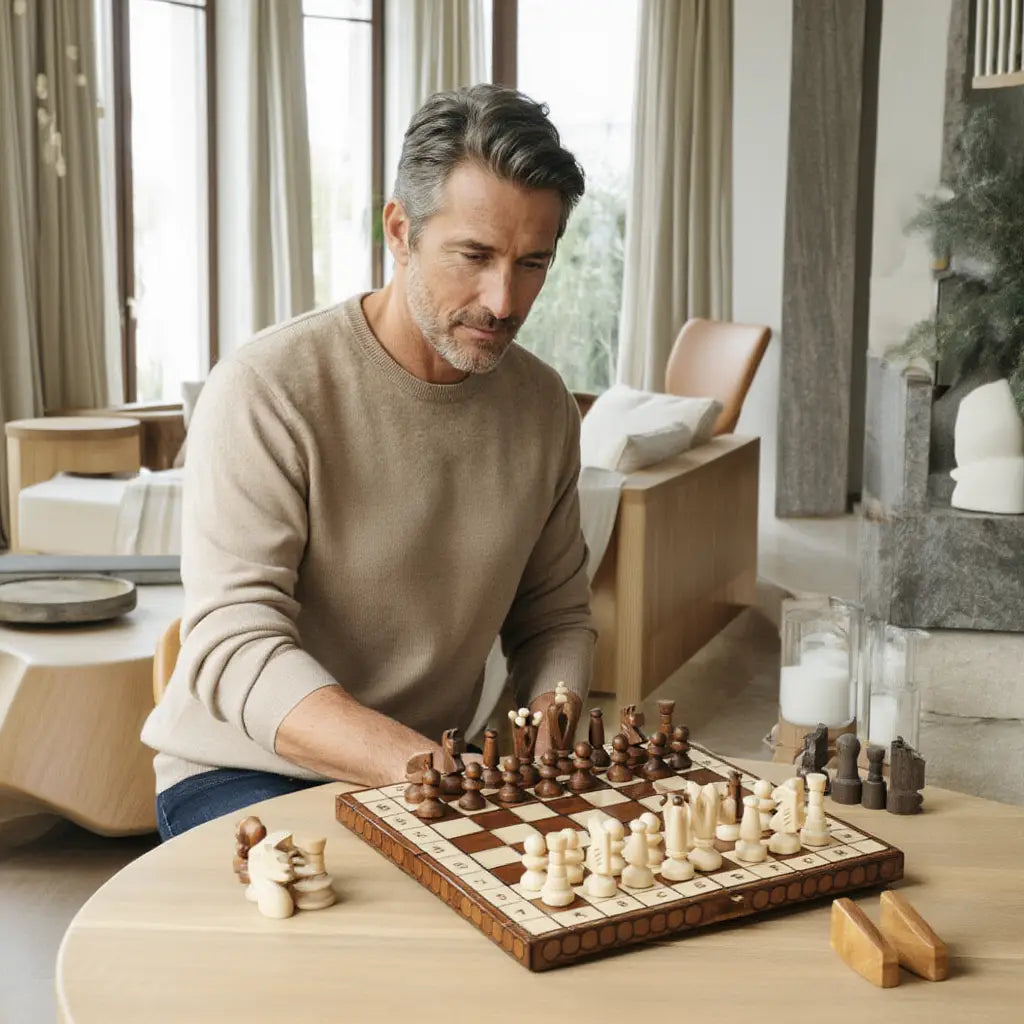 Échiquier Élégant en Bois avec Finition Mate | Design Pratique pour Passionnés d'Échecs 3