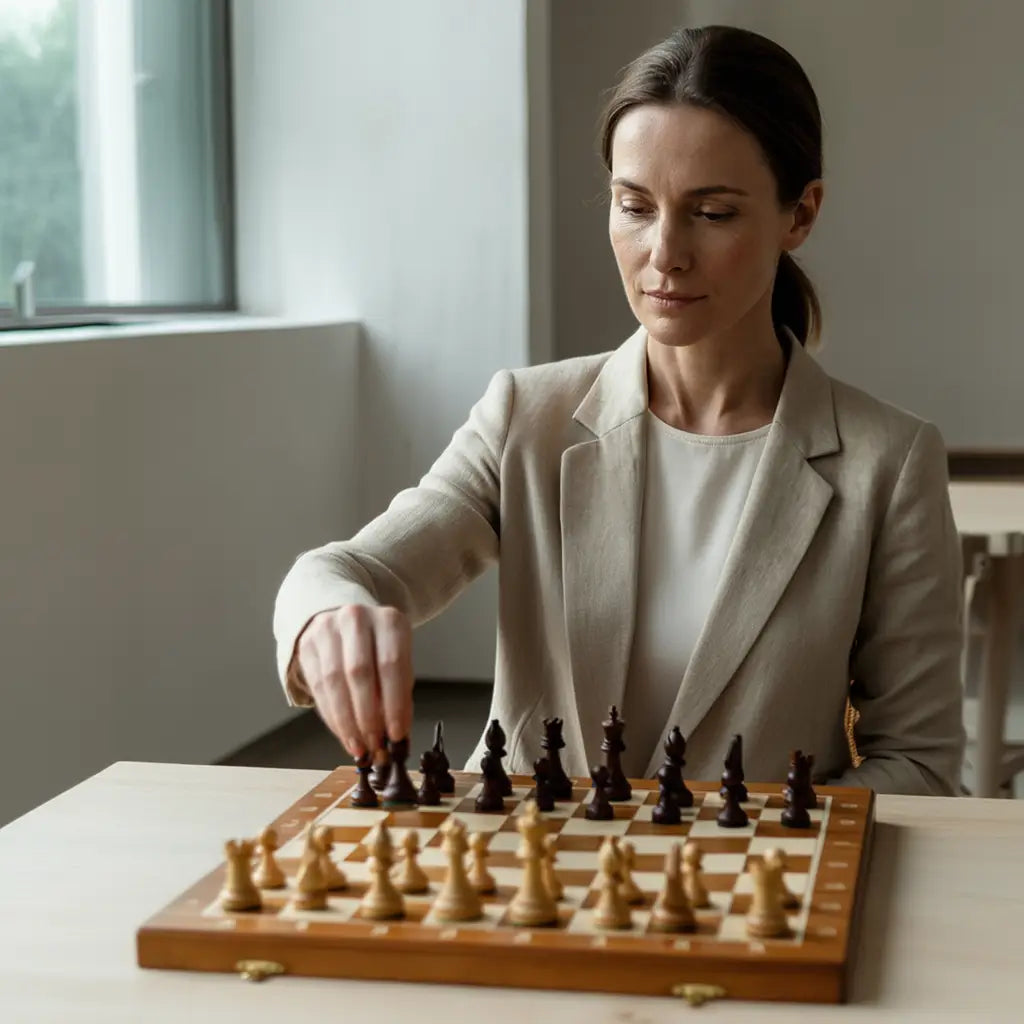 Jeu d'Échecs en Bois d'Acajou | Pièces Sculptées à la Main pour Passionnés 2