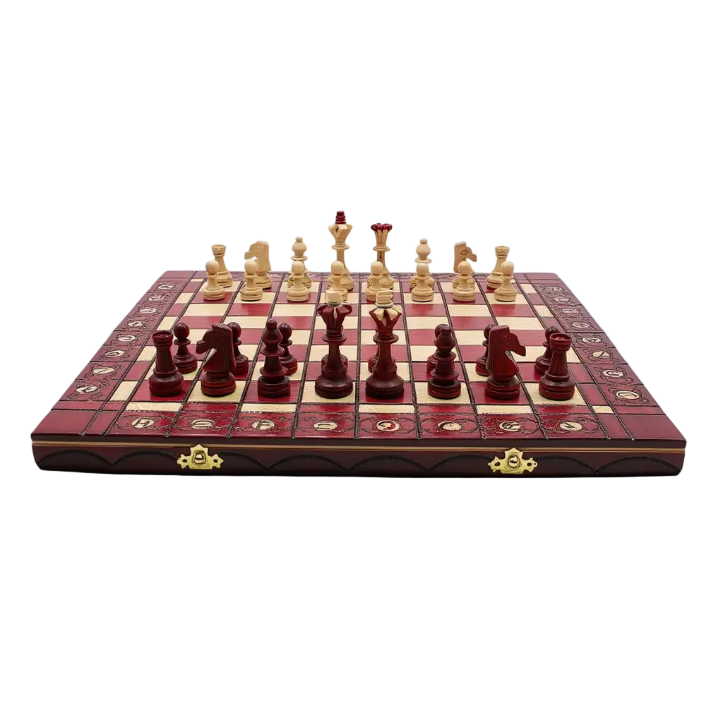 Échiquier Design en Bois de Sycomore avec Motifs Slaves | Artisanat Européen pour Échecs Élégants 1