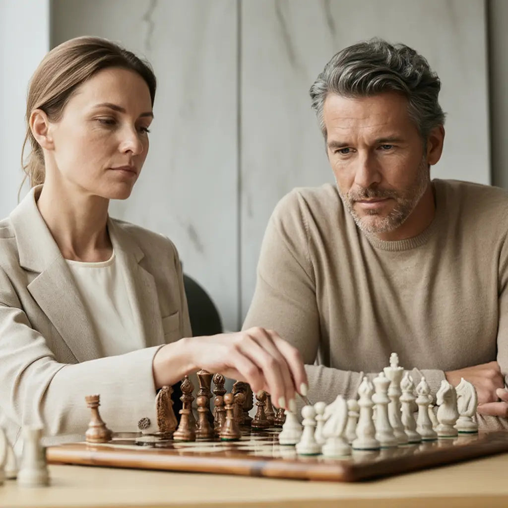 Coffret de Jeu d'Echecs en Marbre avec Pieces Peintes à la Main | Echiquier Élégant pour Parties Mémorables 2