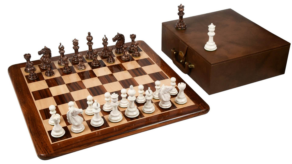Coffret de Jeu d'Echecs en Marbre avec Pieces Peintes | Echiquier Élégant pour Parties Mémorables
