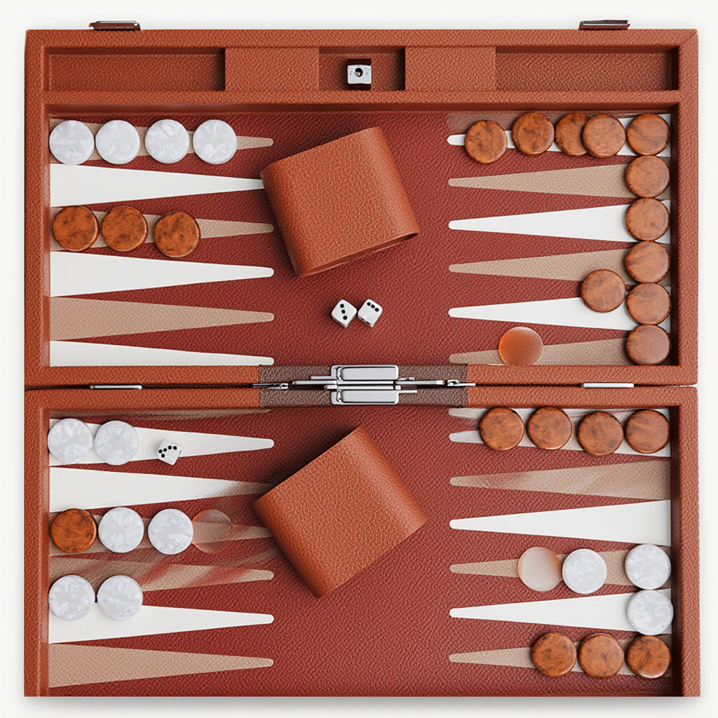 Coffret de Backgammon en Bois Cognac | Plateau Amovible et Élégance pour Moments Inoubliables 3