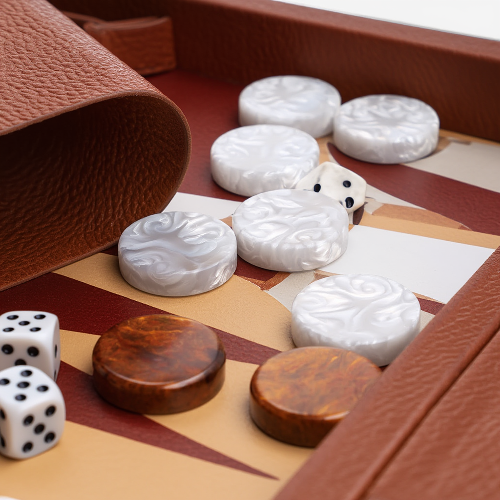Coffret de Backgammon en Bois Cognac | Plateau Amovible et Élégance pour Moments Inoubliables 6