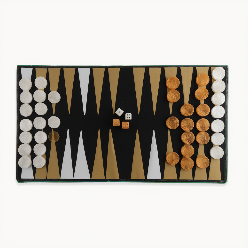 Jeu de Société Compact | Backgammon Élégant avec Rangement Intégré | Parfait pour Moments Conviviaux 4
