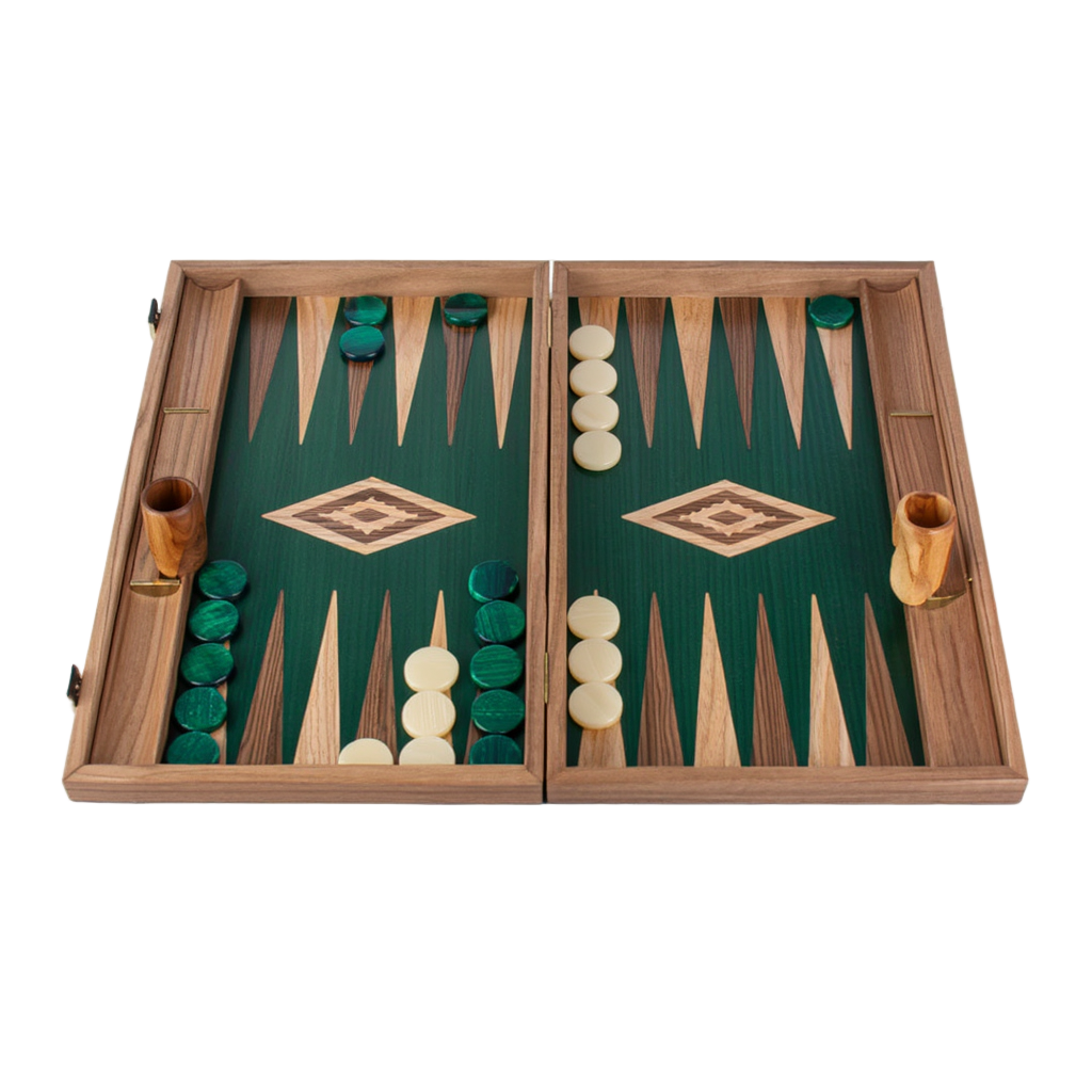 Jeu de Société | Backgammon en Noyer avec Pions Nacrés | Élégant et Artisanale pour Parties Prestige 1