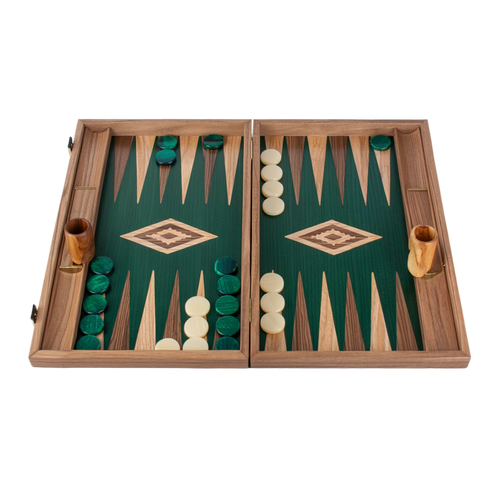 Jeu de Société | Backgammon en Noyer avec Pions Nacrés | Élégant et Artisanale pour Parties Prestige 1