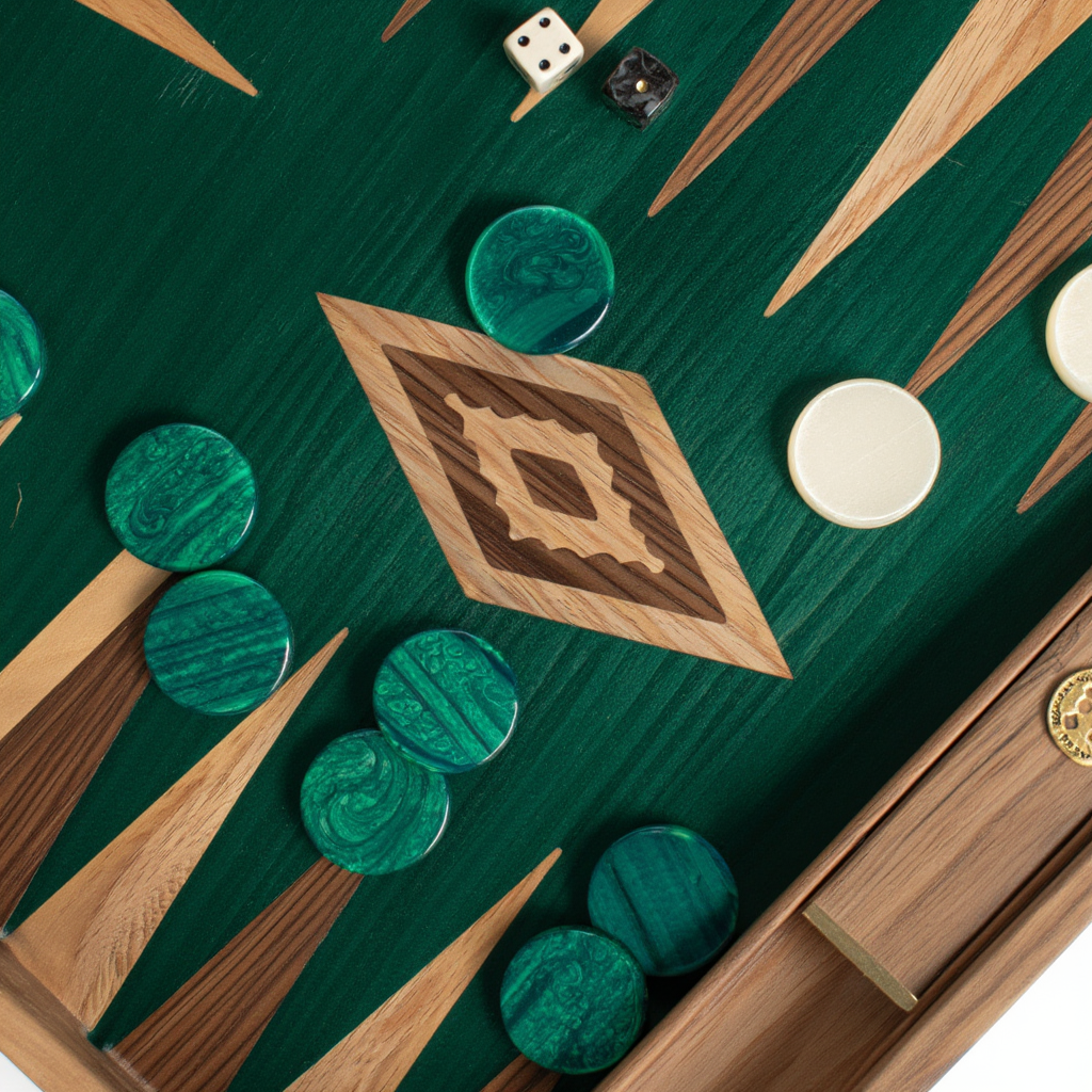 Jeu de Société | Backgammon en Noyer avec Pions Nacrés | Élégant et Artisanale pour Parties Prestige 4