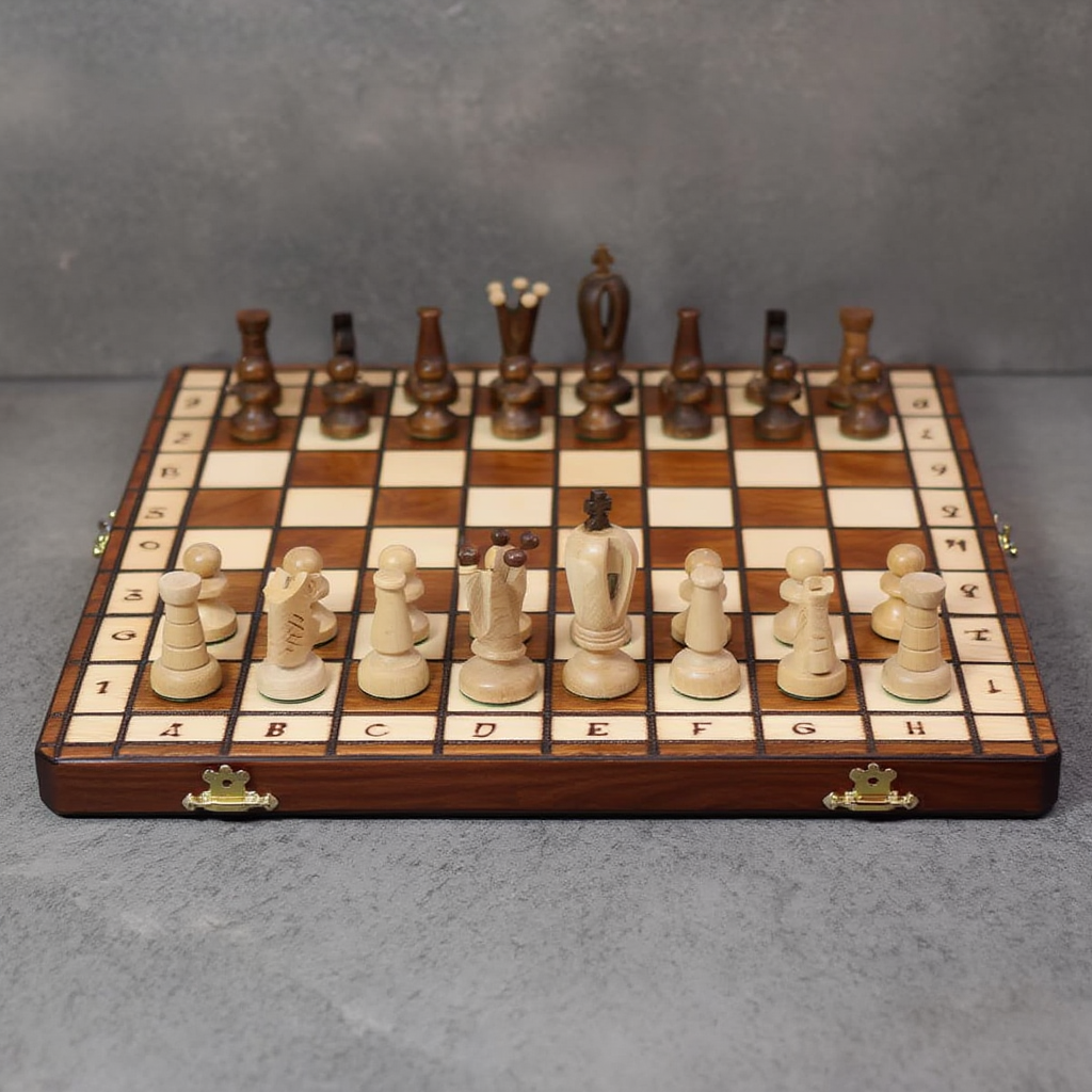 Échiquier en Bois de Charme | Jeu d'Échecs Élégant avec Finition Mate