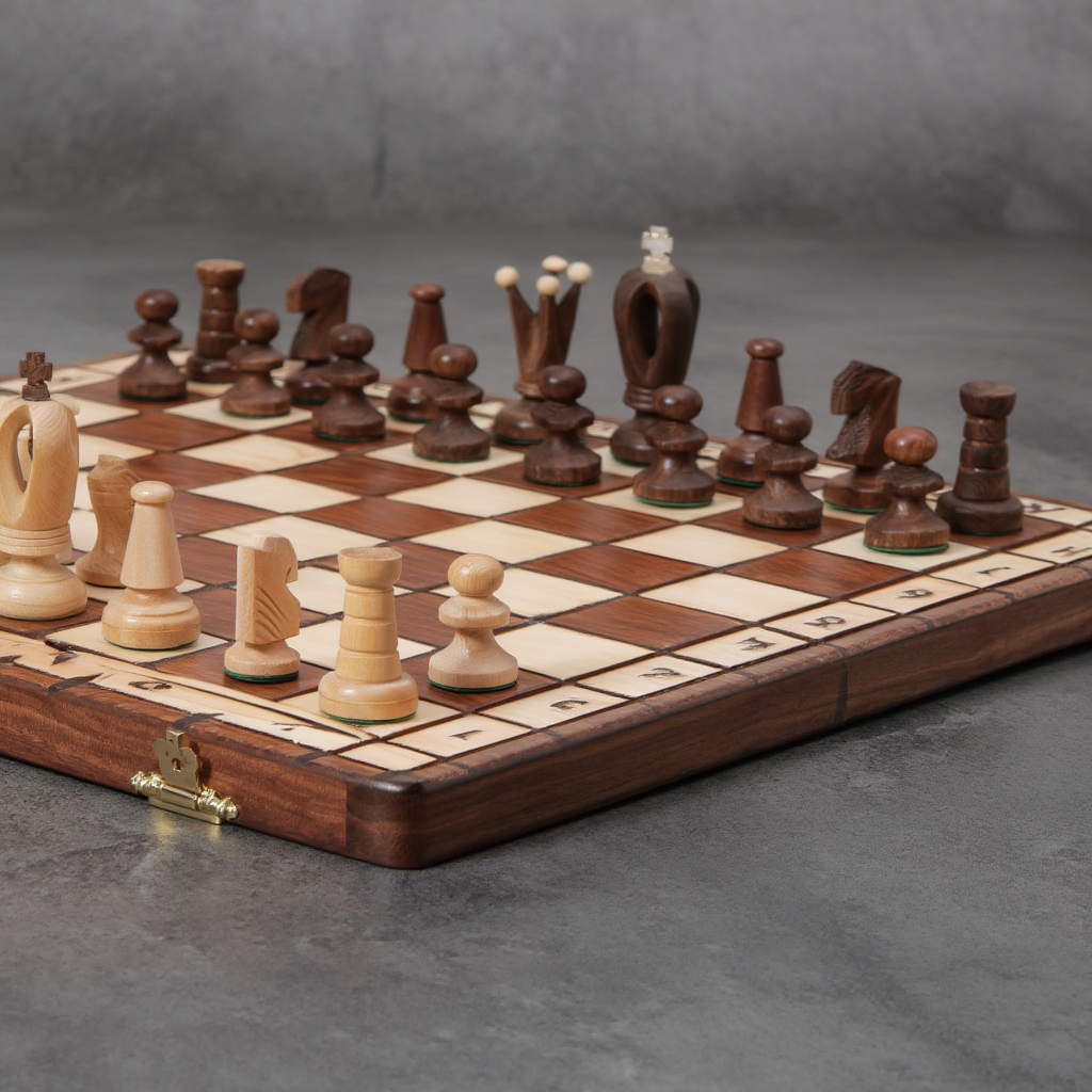 Échiquier en Bois de Charme | Jeu d'Échecs Élégant avec Finition Mate
