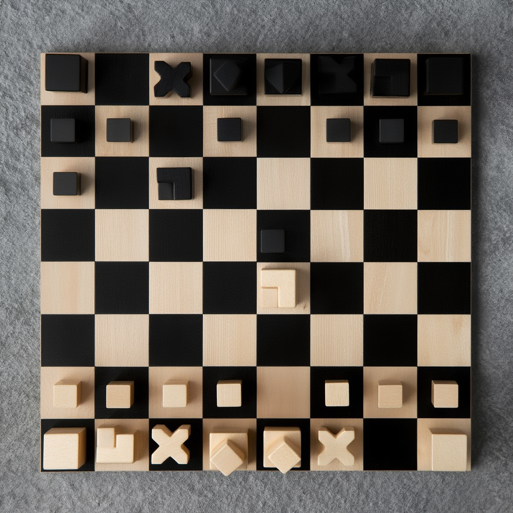 Jeu d'Échecs en Bois Minimaliste - Échiquier Bauhaus en Érable