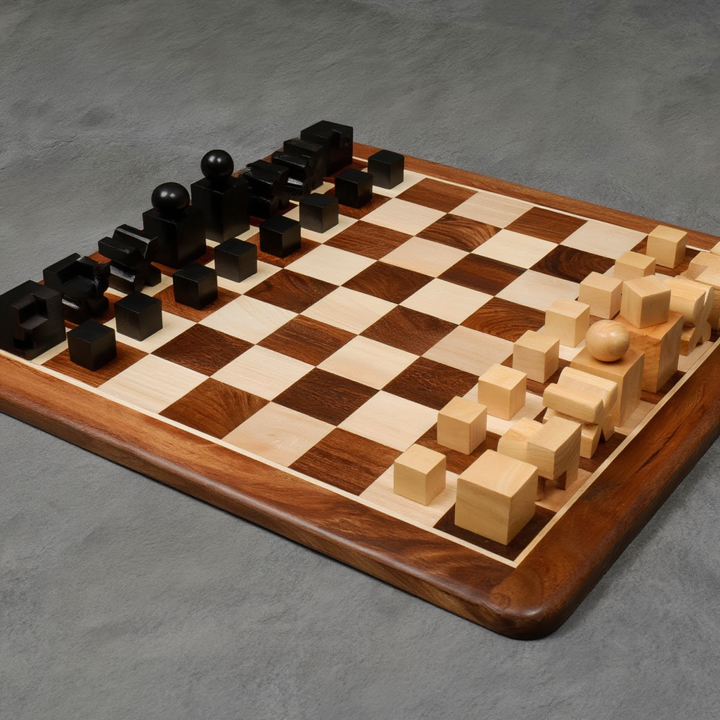 Échiquier Chic | Jeu d'Échecs en Bois avec Finition Mate | Élégance et Raffinement pour Passionnés