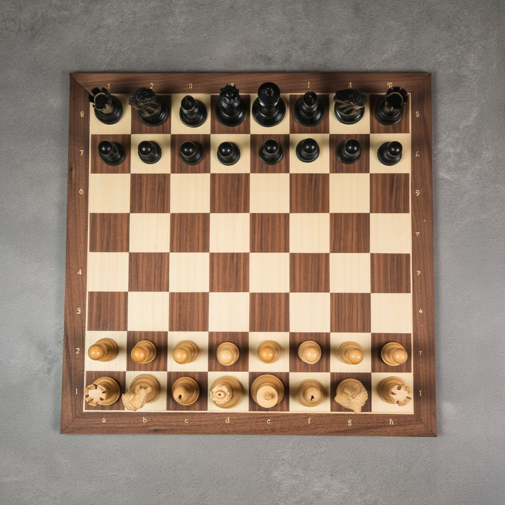 Échiquier en Bois | Jeu d'Échecs avec Pièces Sculptées en Ébène et Buis