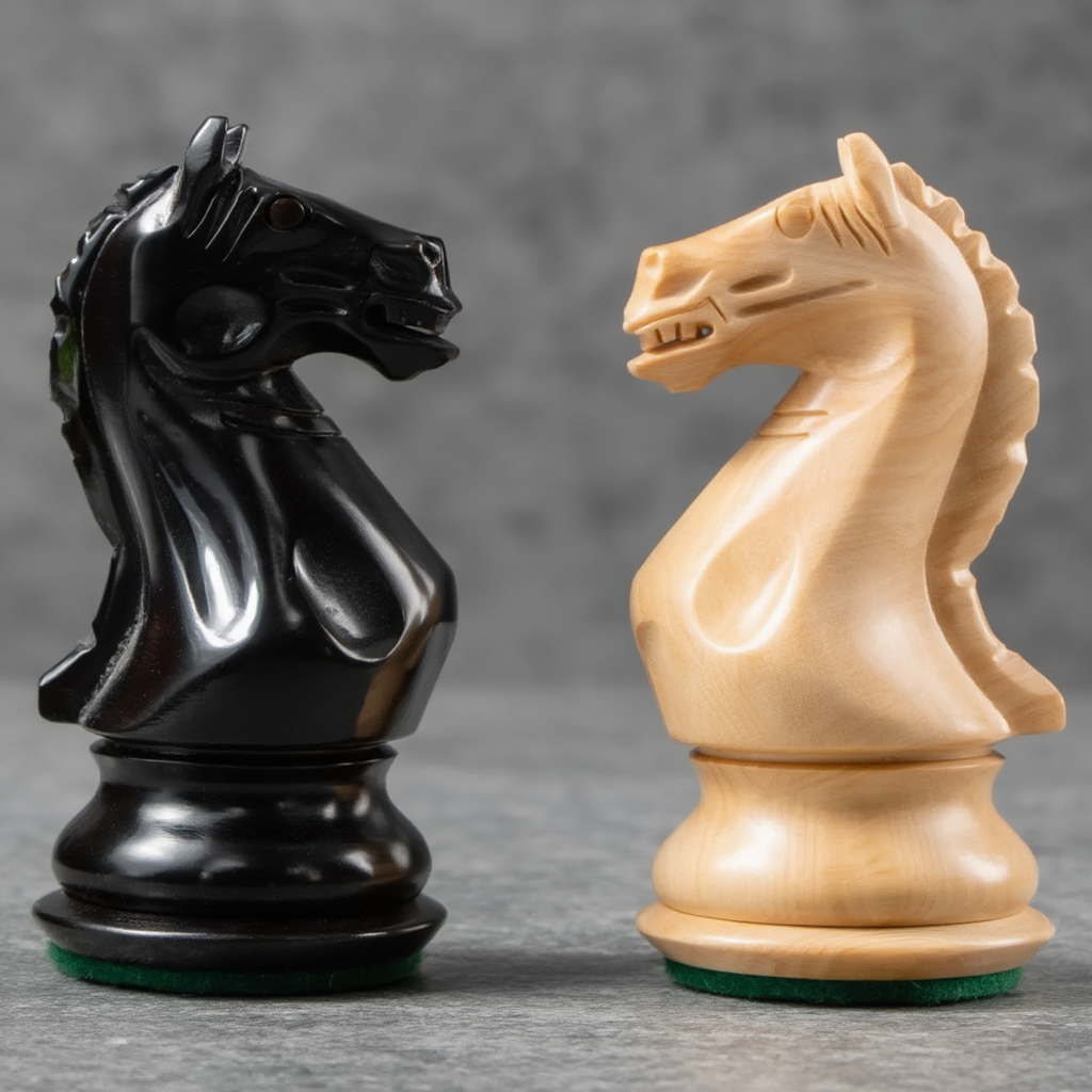 Échiquier en Bois | Jeu d'Échecs avec Pièces Sculptées en Ébène et Buis