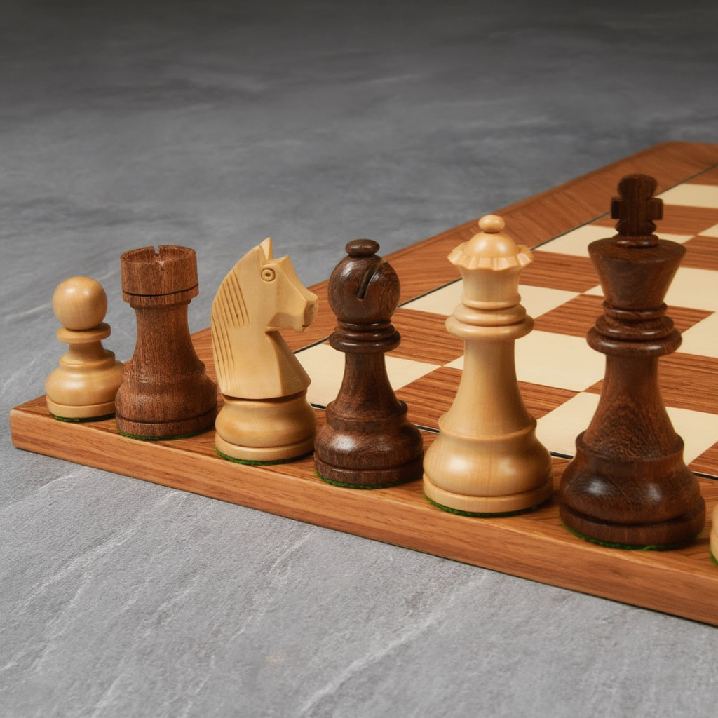 Jeu d'Échecs en Bois de Sheesham | Échiquier en Bois avec Pièces Pondérées | Idéal pour Passionnés