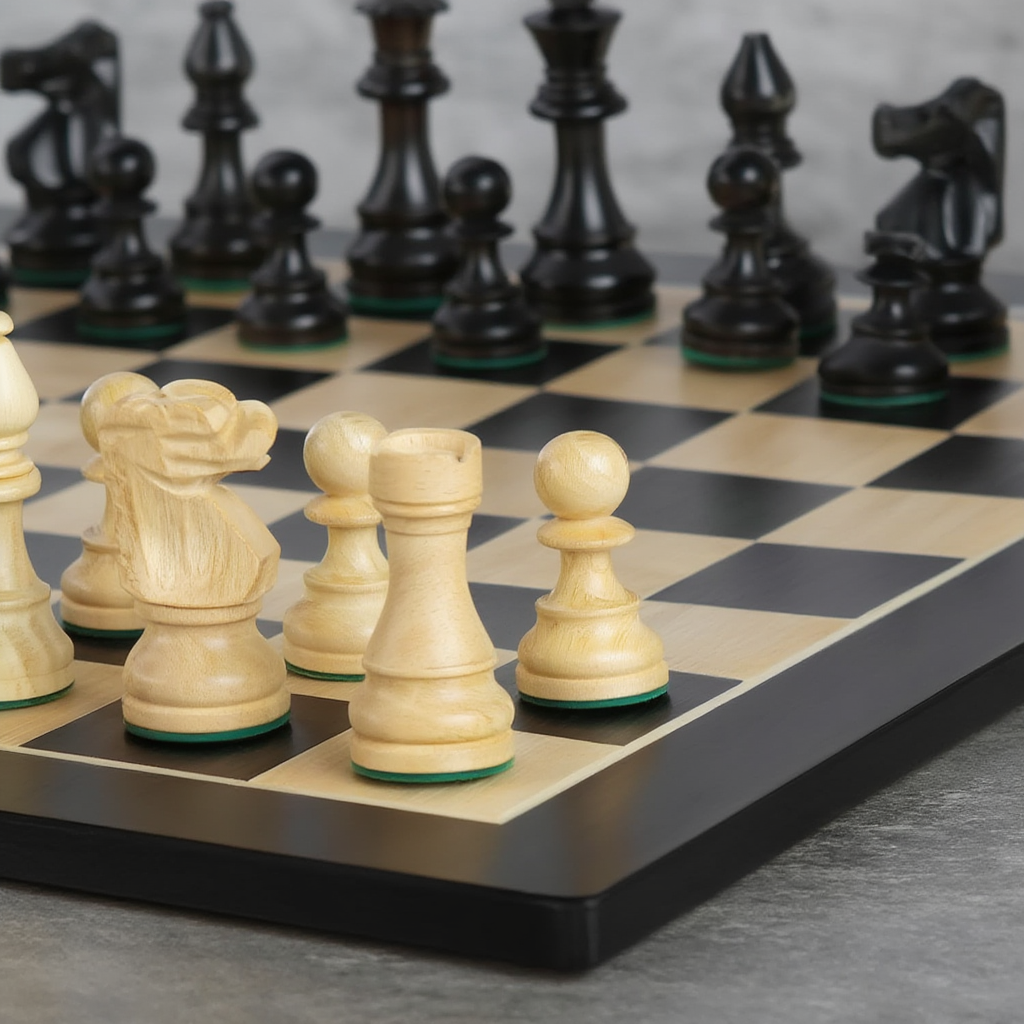 Echiquier en Bois | Jeu d'Echecs avec Pieces Sculptées en Ébène | Pour Parties Stratégiques