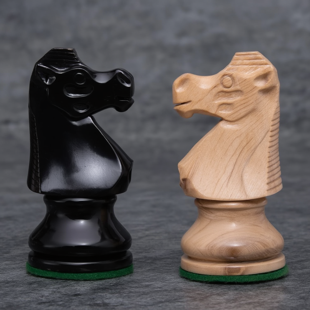 Echiquier en Bois | Jeu d'Echecs avec Pieces Sculptées en Ébène | Pour Parties Stratégiques
