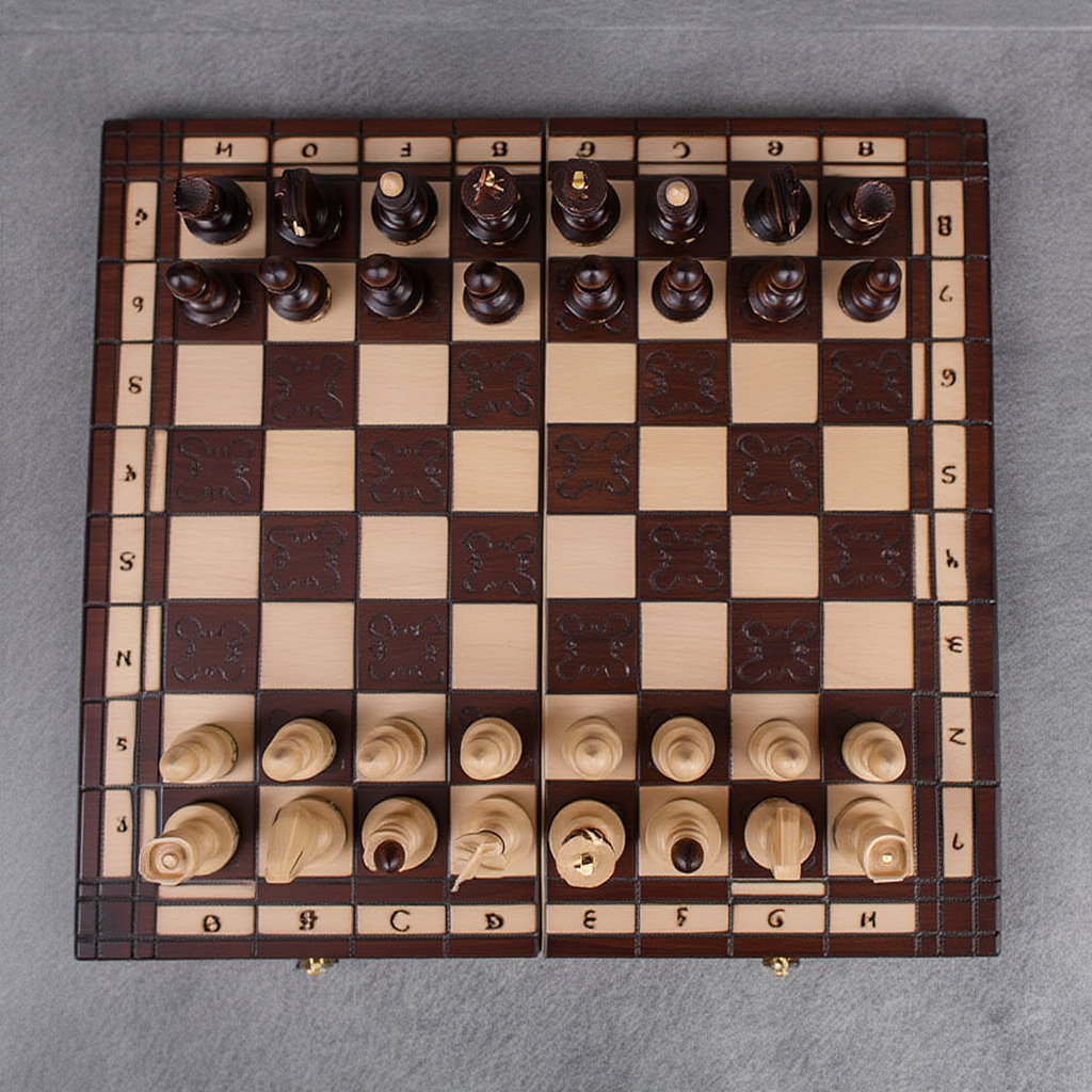 Jeu d'Échecs en Bois de Hêtre et Bouleau avec Échiquier Pliable Praticité pour Passionnés