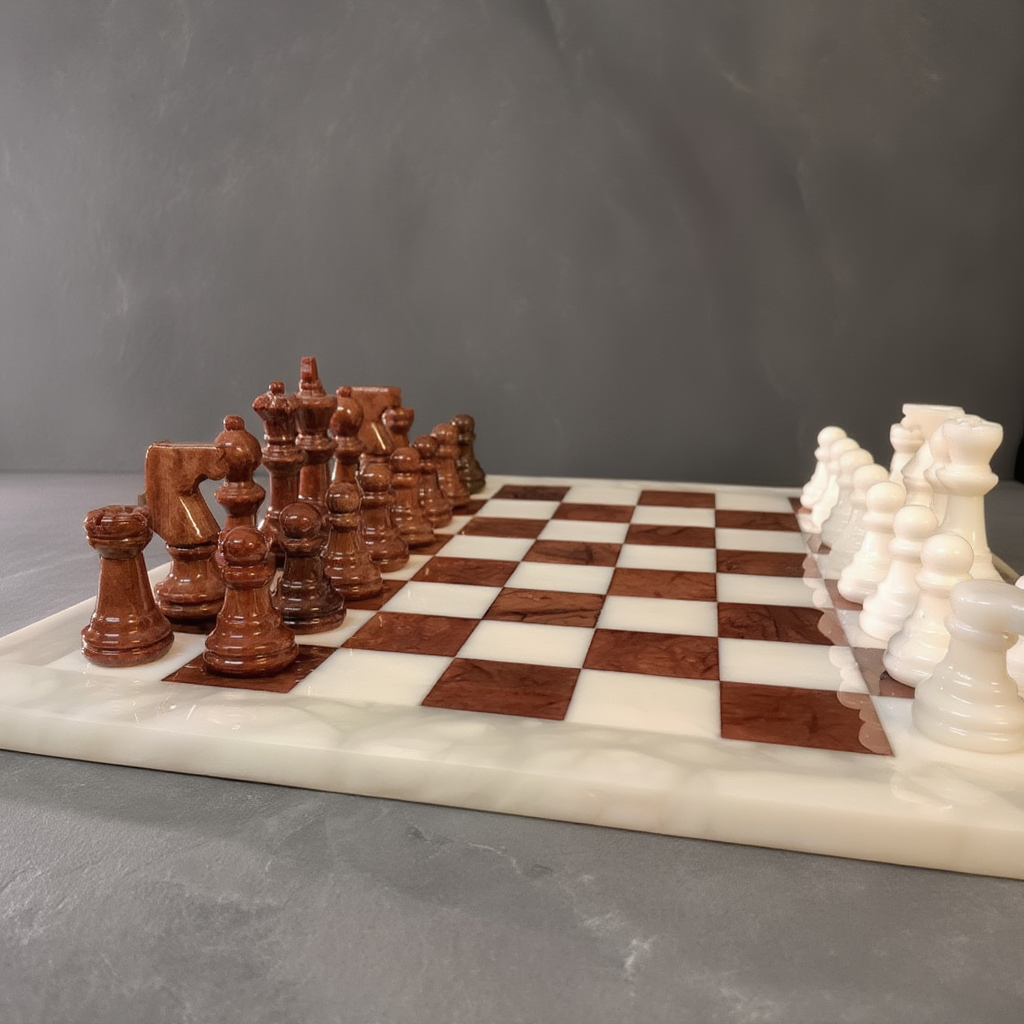 Echiquier en Bois de Frêne | Jeu d'Échecs avec Pièces Sculptées |Expérience de Jeu Unique