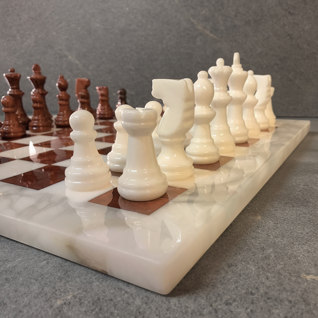 Echiquier en Bois de Frêne | Jeu d'Échecs avec Pièces Sculptées |Expérience de Jeu Unique